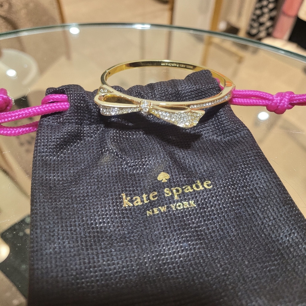 Gold Pavé Bow Bangle Bracelet | Kate Spade New York | Crystal Accent | Giftable